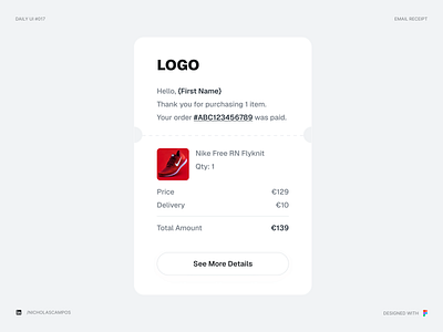 Daily UI #017 - Email Receipt 017 challenge clean clean ui daily ui 017 dailyui dailyuichallenge email order receipt ui uidesign