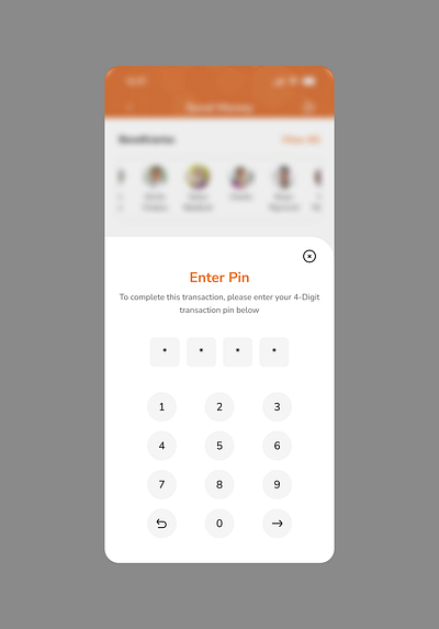 Enter Pin pop-up modal for a mobile app light mode mobile app modal pin