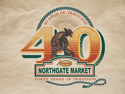 Northgate Market 40 Year Logo 40 anniversary brand identity branding campaign graphic design hispanic illustration logo mexican rope statue vintage