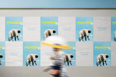 Glued Posters Mockup branding crumpled download free glued identity minimalist mockup portfolio poster wall wrinkled
