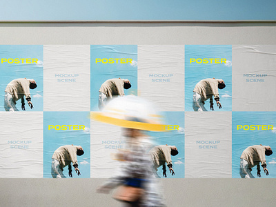 Glued Posters Mockup branding crumpled download free glued identity minimalist mockup portfolio poster wall wrinkled