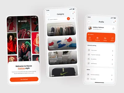 E-Commerce Fashion Mobile App clothing app e commerce e commerce app fashion fashion app fashion catagory log in marketplace mobile app design mobile ui onboading online shop settings shoes shopping shopping app splash screen store ui design