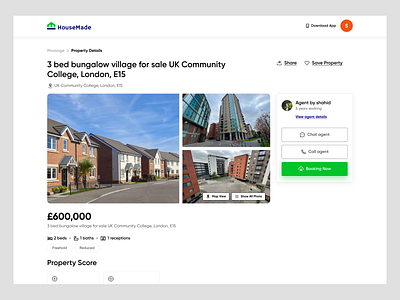 HouseMade - Real Estate Property Details Page | UI UX agent apartment booking building detail page home house landing page minimalist product design properties property real estate simple wavespace web design website