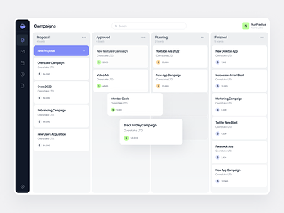 Soul Saas ⌁ Campaign Management Dashboard business campaign clean dashboard digital digital marketing management marketing minimal modern no code npw saas saas design saas platform sales sales funnel webflow website website design