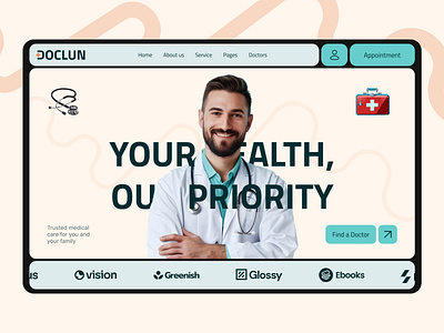 Medical Website Hero Section clinic doctor header hero section medical medical website ui ux uxui web design website