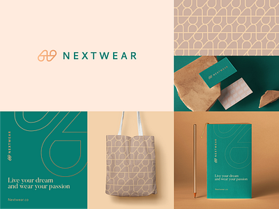 Nextwear Branding abstract apparel branding clever clothing dynamic elegant finest quality high-end letter logo luxury minimal modern n nature premuim step
