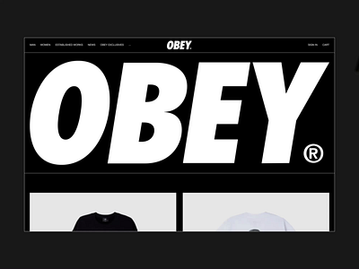 Obeyclothing | E-commerce website redesign animation design ui ux web