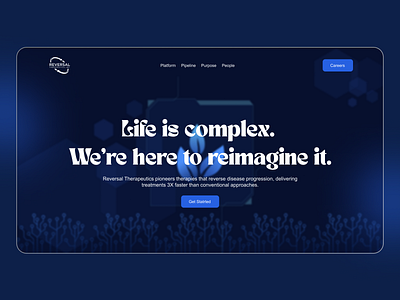 Hero Section Design for Reversal Therapeutics Inc. herosection landingpage ui ux webui