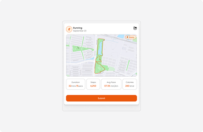 Running Report Modal Design 3d animation app branding card design fitness graphic design illustration jog logo maps mobile motion graphics running strava tracker ui ux vector