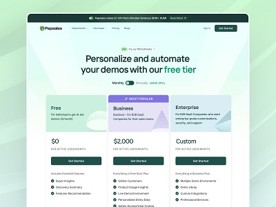 Pepsales Pricing Page Revamped ai b2bsales democreation designrevamp flowtrix pepsales pepsalesai productdemos storylane ui uidesign userexperience ux webdesign webflow