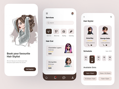 Hair Stylist || Mobile App Design app branding design figma graphic design illustration logo ui ux vector