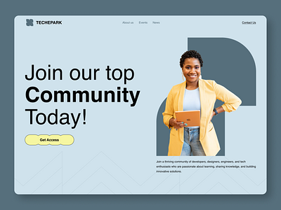 Website for a Community Platform ✦ Techpark community platform community website community website design design for everyone event platform flat hero section design landing page minimal platform design platform for community product design trending design trendy design ui user interface ux