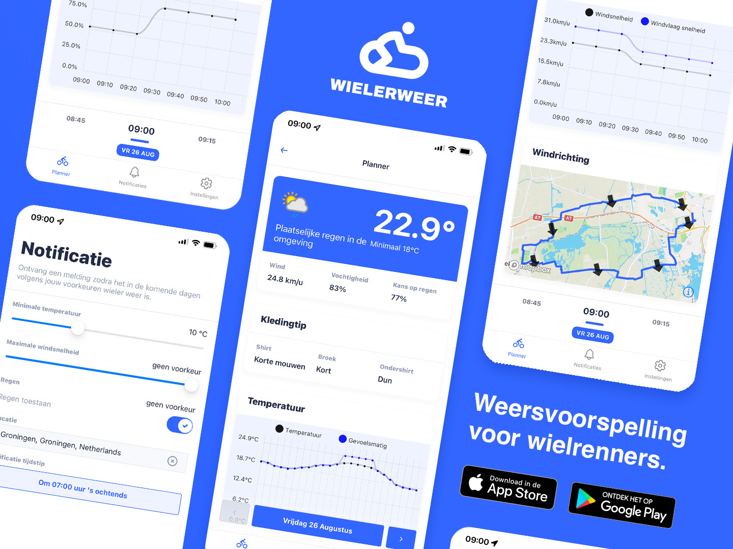 WheelerWeather - Cyclist weather forecast app branding cycling design development logo mobile sport ui ux weather