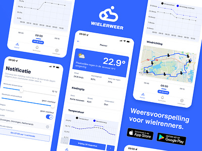 WheelerWeather - Cyclist weather forecast app branding cycling design development logo mobile sport ui ux weather