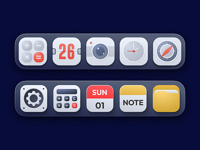 Serene App Icons: A Minimalist Design Exploration. app icon application calculator calender camera clock compass custom icon date file icons logo note setting ui