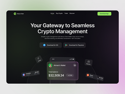 Nexus Chain - Your All-in-One Digital Wallet blockchain cryptowallet digitalfinance landing page nft web design web3