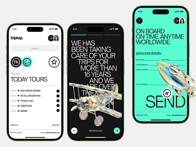 Travel App Concept 3d airplane application booking concept design flight grid interface ios mobile app rocket tourism travel travel service trip typo ui ux vacation