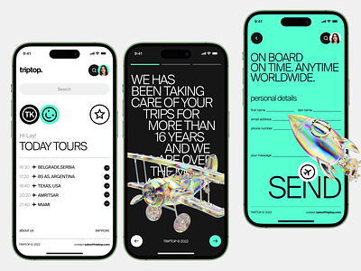 Travel App Concept 3d airplane application booking concept design flight grid interface ios mobile app rocket tourism travel travel service trip typo ui ux vacation