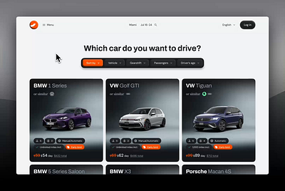 Car Rental Website Offer List automotive bmw car rental cars ecommerce flat design hover state landing page mercedes mobility services porsche presentation seo skeuomorphism transitions ui ui design ux vehicles web