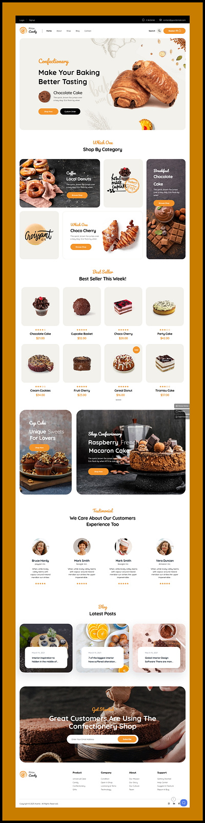 Confectionery & Bakery Shop Landing Page bakery shop website branding cake and dessert landing page confectionery store ui modern pastry shop online bakery branding ui