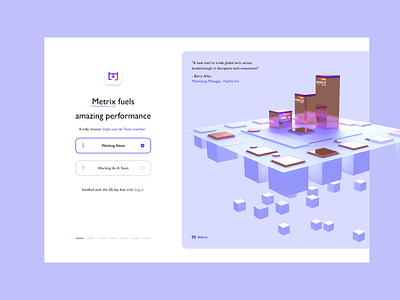 Onboarding page 3d 3d desktop header illustration clean geometric 3d grid latest levitating log in login metrics statistics numbers onboarding product design product landing page register review sign up start screen ux web welcome