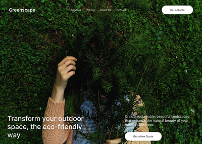 Greenscape Hero Section Design eco green ui ui design uiux ux