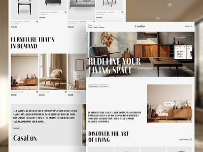 CasaLux - Furniture Landing Page architecture decor design e commerce website design ecommerce home home page interior interior design landing page modern rifath sofa ui ux web web design website website design