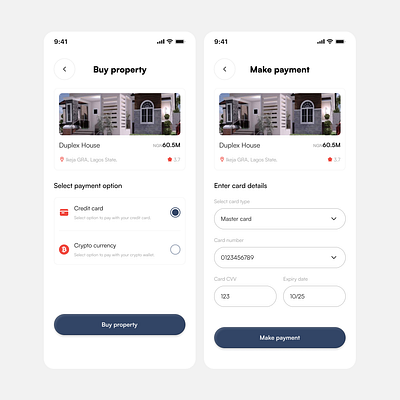 Real estate payment screen figma mobile payment real estate sheckout
