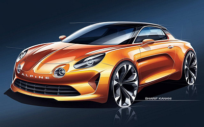 Alpine A115 Exterior Design Sketch alpine automobile car carsketch design designer exterior sketch sketching transportation vehicle