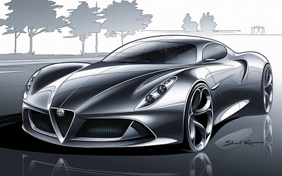 Alfa Romeo 5C Exterior Design Sketch alfaromeo automobile automotive car design designer exterior sketch sketching transportation vehicle