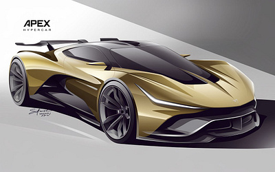 Apex Hypercar Exterior Design Sketch apex automobile automotive car design designer exterior hypercar sketch sketching transportation vehicle