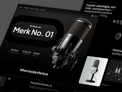 Microphone Store branding dark ecommerce electronic elementor framer landing microphone mode online page product shop store ui webflow website wordpress