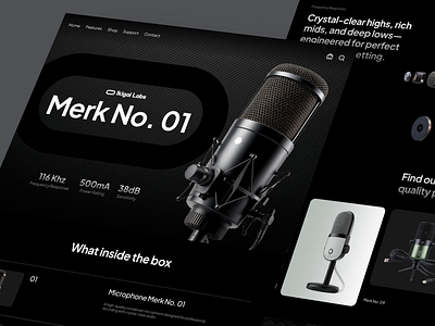 Microphone Store branding dark ecommerce electronic elementor framer landing microphone mode online page product shop store ui webflow website wordpress