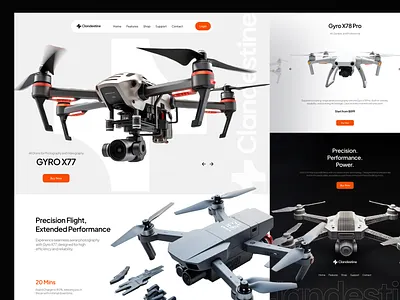 Drone Store - e-Commerce branding camera drone ecommerce electronic elementor landing online page product shop store ui webflow website wordpress