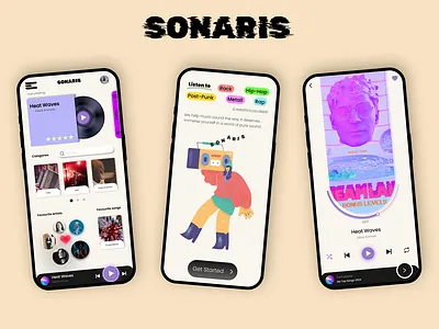 Sonaris – Retro Vibes, Modern Sound appdesign creativedesign designinspiration designlovers digitalproduct dribbble graphic design interactiondesign minimaldesign mobiledesign musicapp musicplayer neumorphism productdesign retrovibes ui uidesign userexperience ux uxdesign