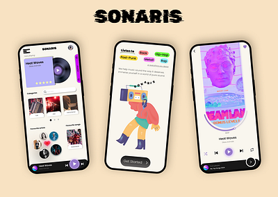 Sonaris – Retro Vibes, Modern Sound appdesign creativedesign designinspiration designlovers digitalproduct dribbble graphic design interactiondesign minimaldesign mobiledesign musicapp musicplayer neumorphism productdesign retrovibes ui uidesign userexperience ux uxdesign