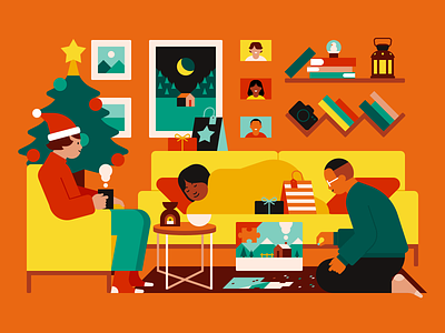 Happy Holidays! characterdesign christmas flat holidays illustration interior design living room minimal