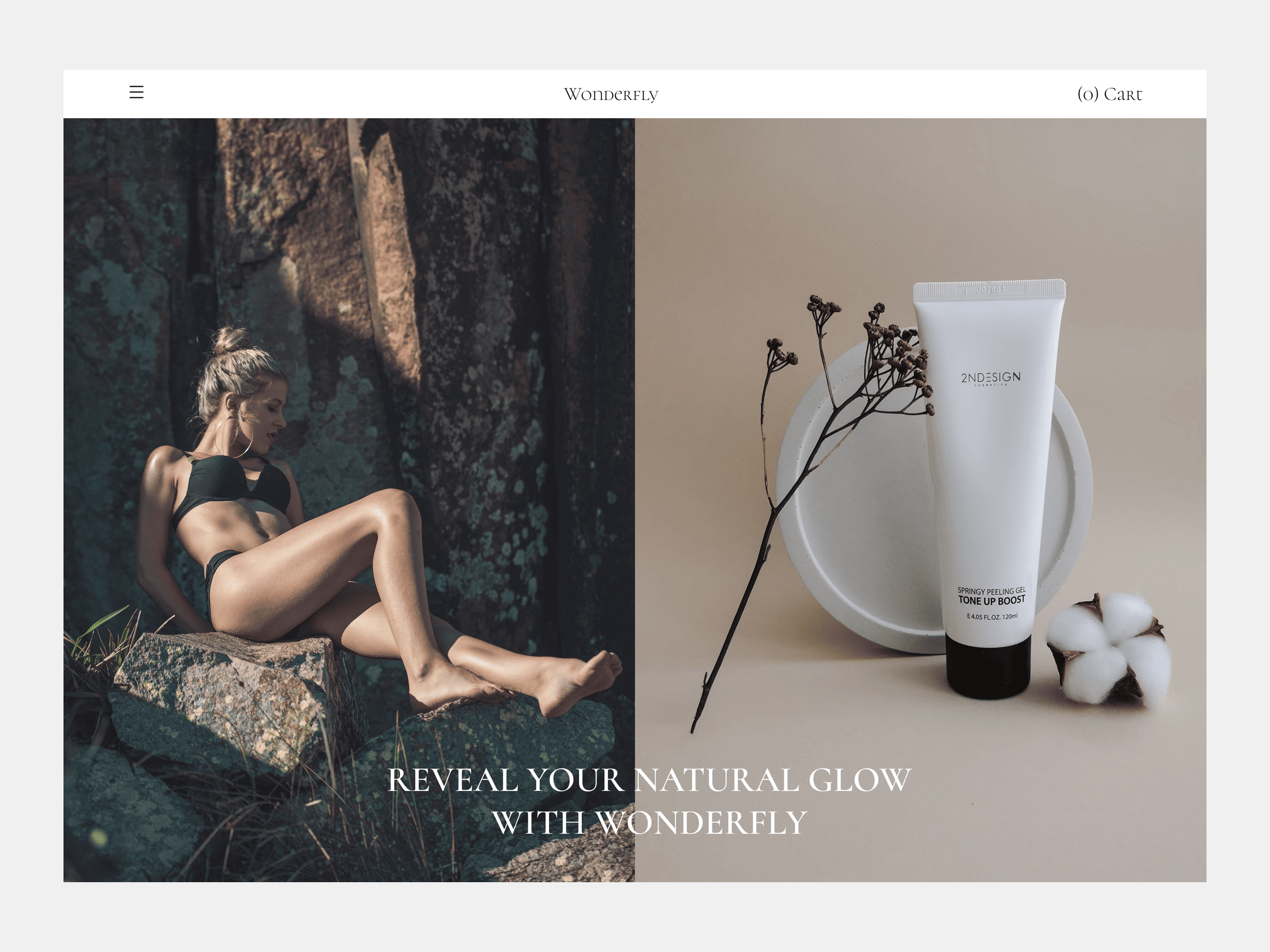 Women's face cream - Wonderfly beauty branding creame design iu design landing page minimalistic design mobile design mobile ui ui ux design uxui