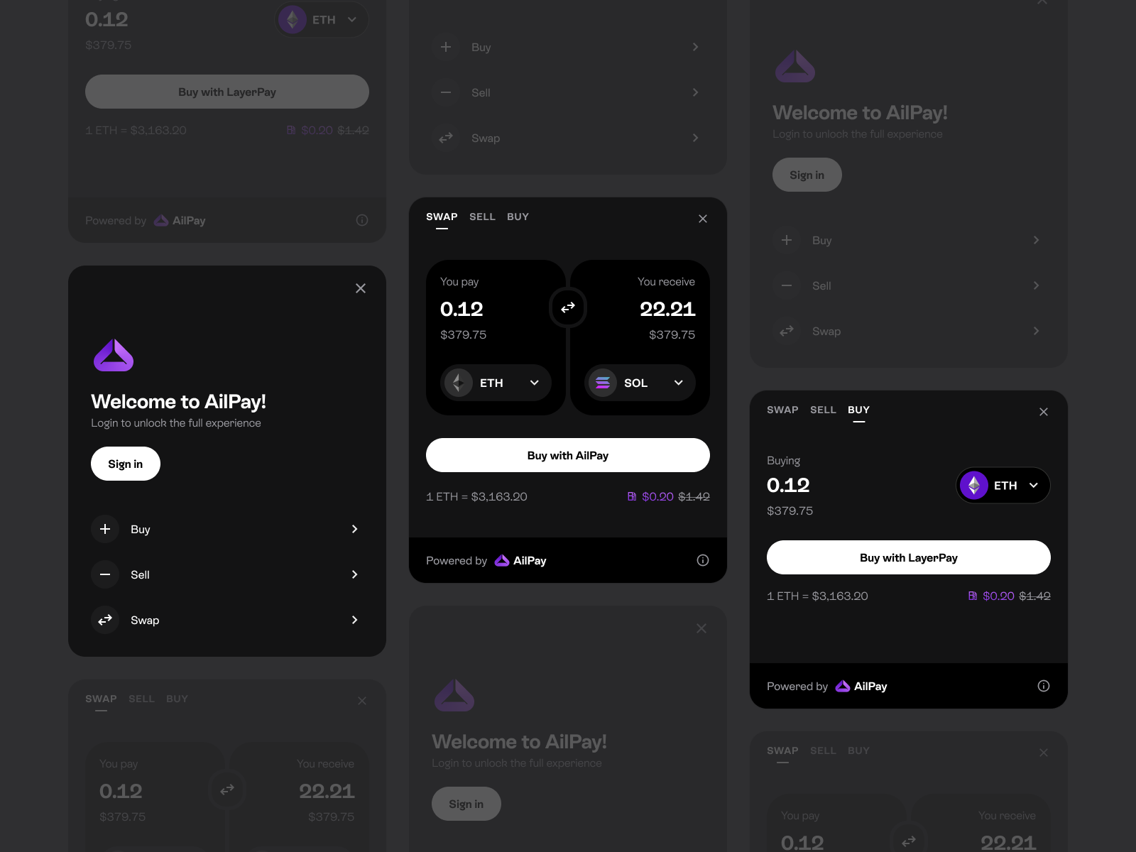 Example of Swap/Buy token widget