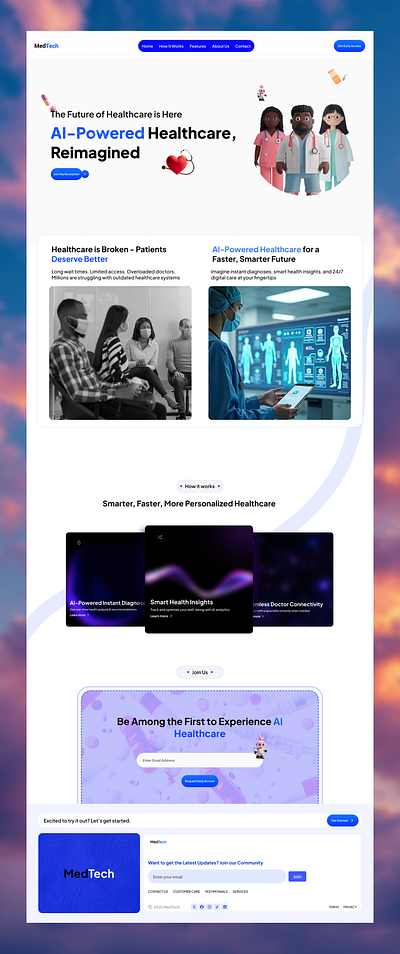 MedTech animation blue hospital illustration landing page medical tech ui web website