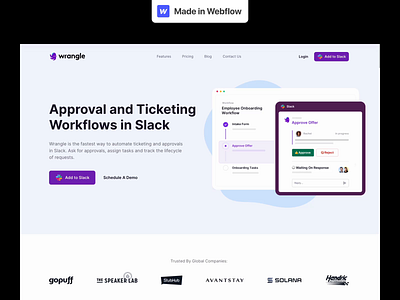 Wrangler Webflow Project animation css design development front end halo lab interface nocode product scroll ui ux webflow
