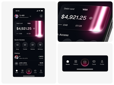 Finance app app app design app ui component dark dark mode dark theme design finance finance app financial app gradient management app mobile app money money app transfer ui ui design uiux