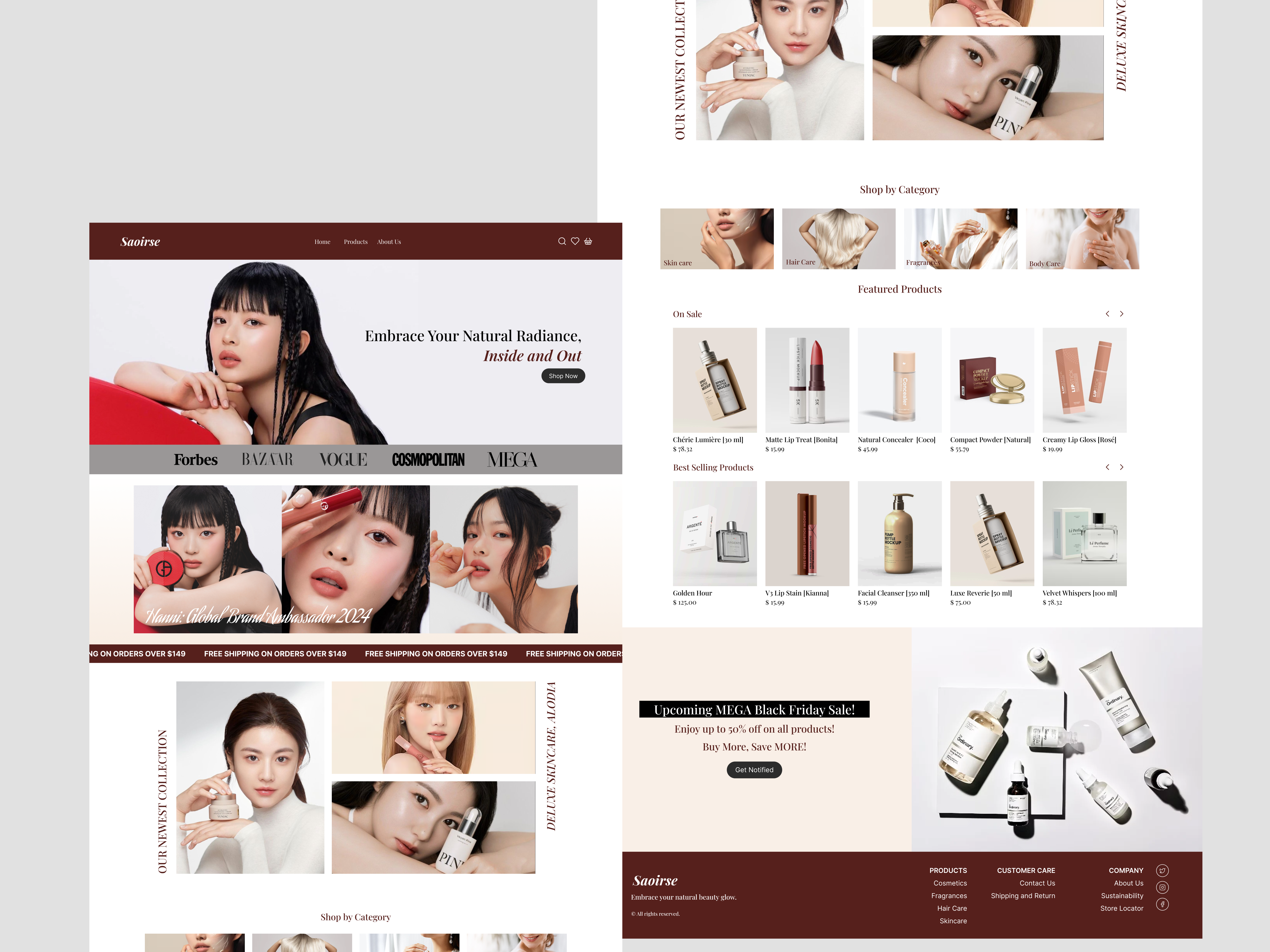 Ecommerce Website Design [Saoirse] branding cosmetics ecommerce graphic design illustration product website ui ux web design web designer website