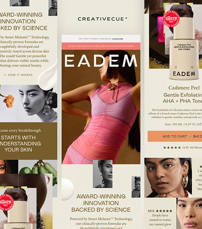 for EADEM via creativecue.co branding creativecue d2c eadem email email design marketing newsletter skincare skincare campaign skincare email ui