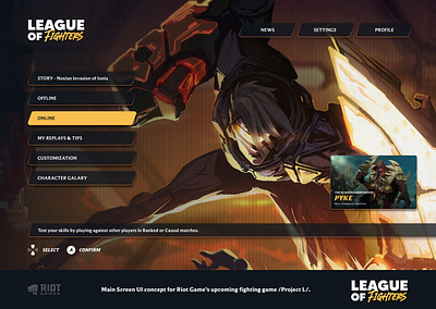 League Of Legends / Project L - UI & Visual Identity Concept branding game menu game ui gaming graphic design league of legends lol menu ui uiux