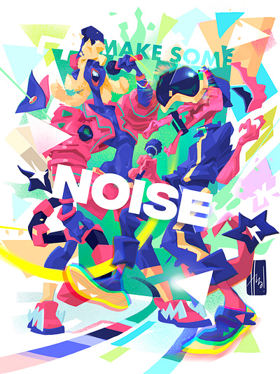 Make Some Noise illustration lyrics madness music noise rocker singer sound street art