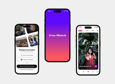 True match dating app ui uiux