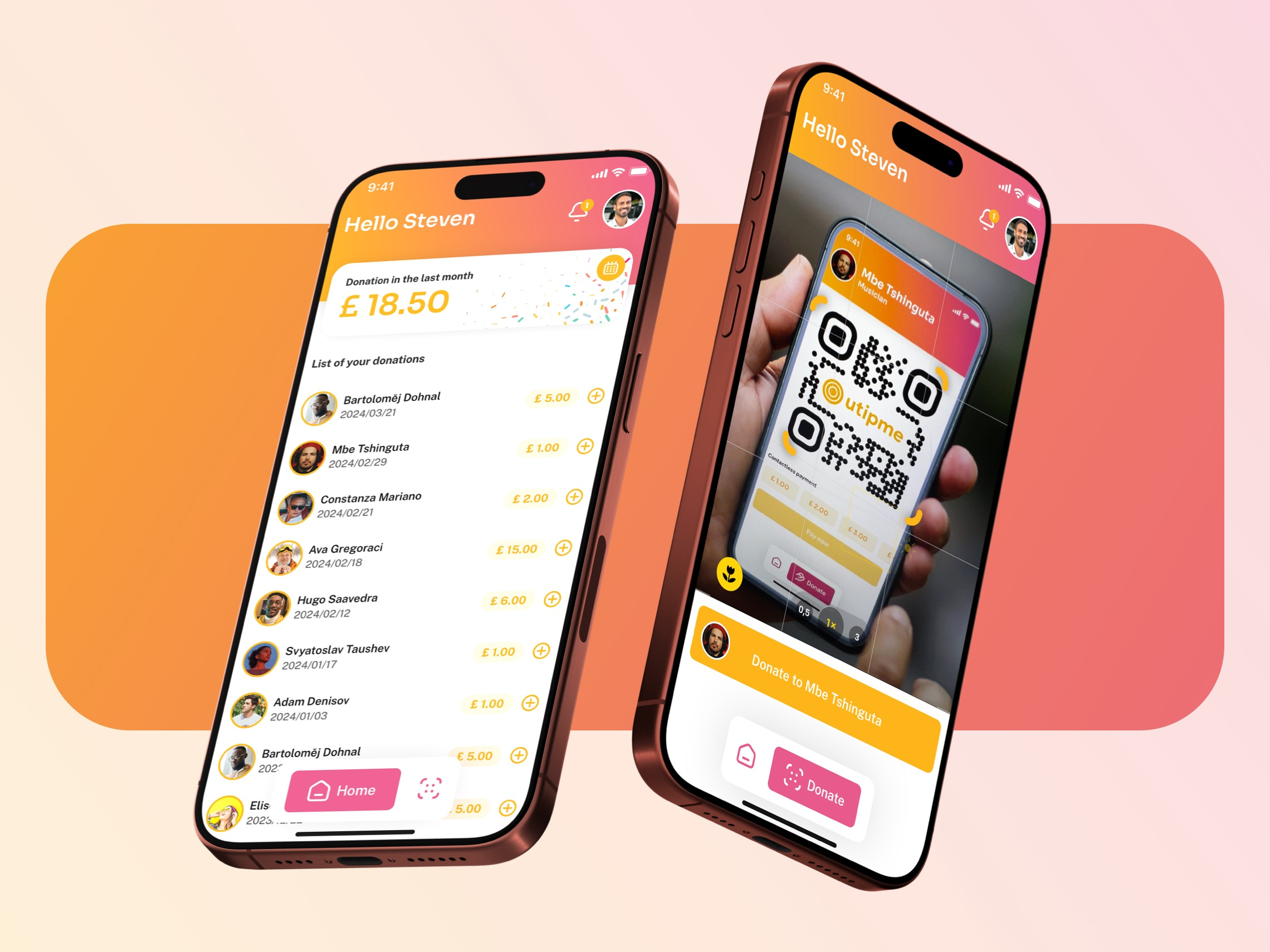 ◎ utipme application ui&ux design ◎ application busker coral donate donation homeless ngo orange orange app orange application red red app red application sign in sign up sketch tip ui ux