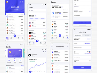 Crypto Finance Mobile app UI banking ui budget management crypto wallet digital finance digital transactions expense tracking financial tracking fintech app fintech trends inance dashboard investment app minimal design mobile banking modern ux payment solutions personal finance secure payments sleek design stock investments ui inspiration