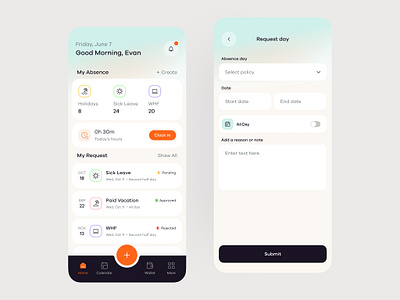 Time & Attendance App Design attendanceapp employeetracking hafiz ibrahim inks.studio mobileappdesign modernui productivityapp timeandattendance timetracking uiuxdesign workforcemanagement workmanagement